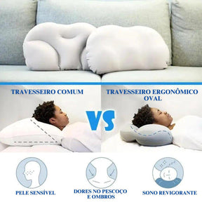 Travesseiro Ergonômico Oval de Espuma - Conforto Premium - Casa Saintelle