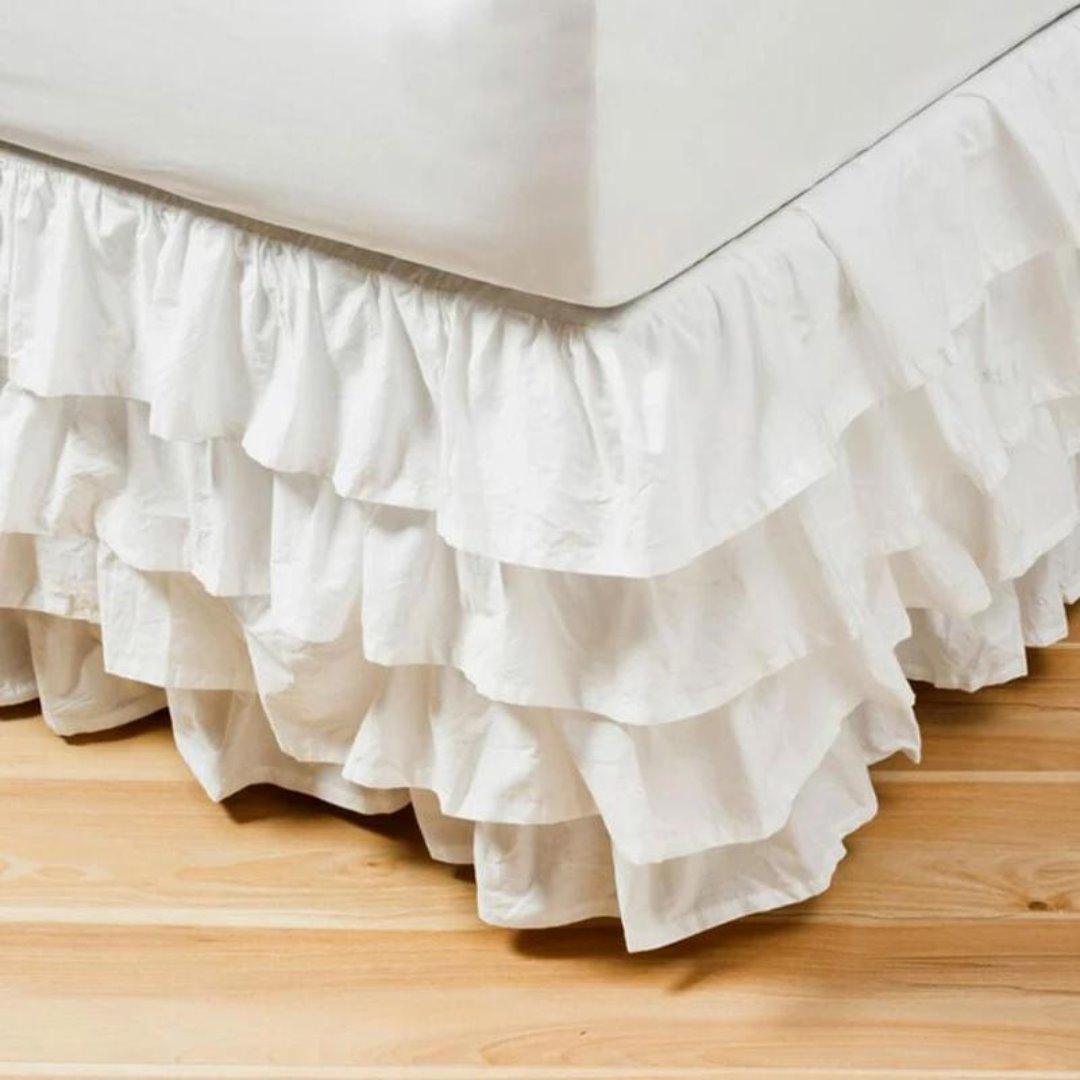 Saia de Cama com Babados e Elástico - Toque Elegante para seu Quarto - Casa Saintelle