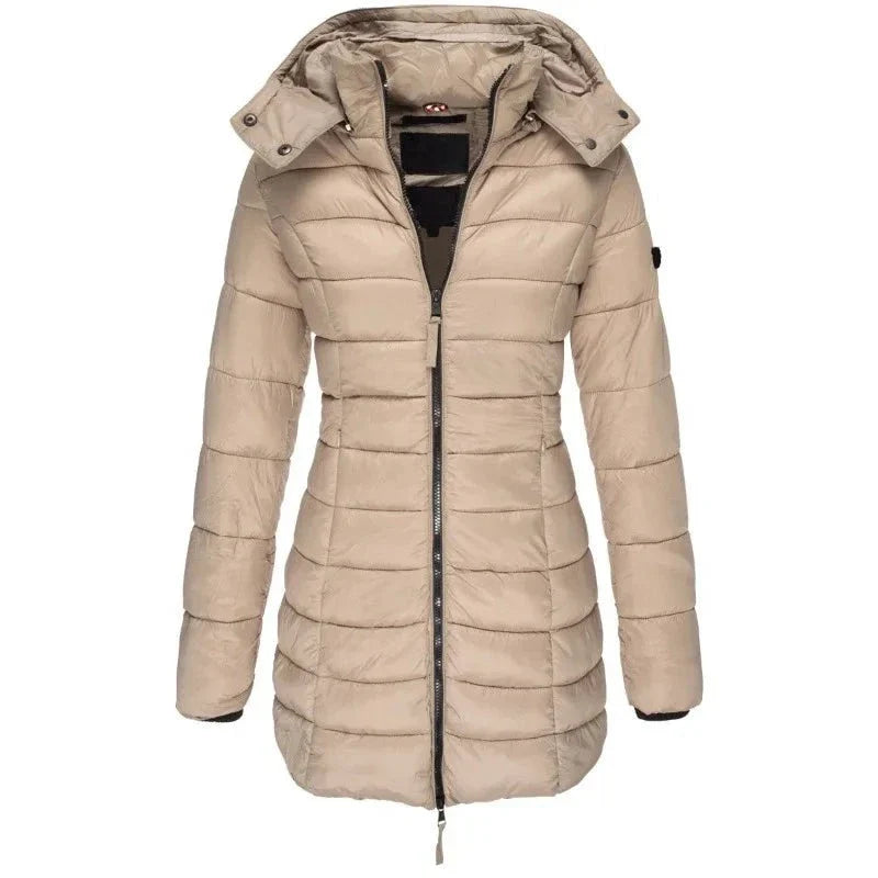 Jaqueta Parka Feminina Puffer Justa ao Corpo