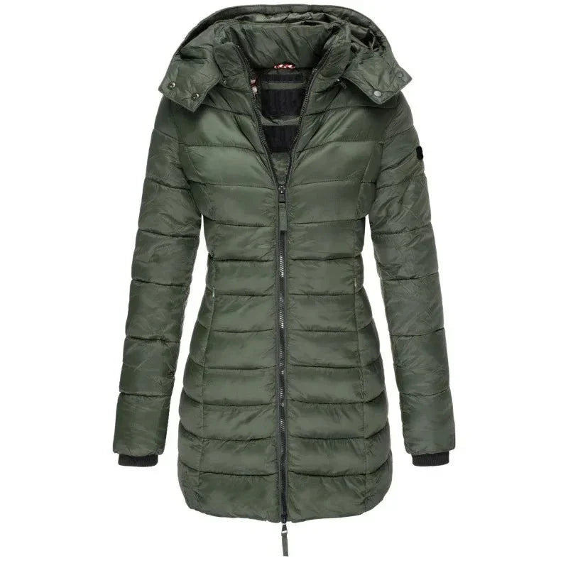 Jaqueta Parka Feminina Puffer Justa ao Corpo