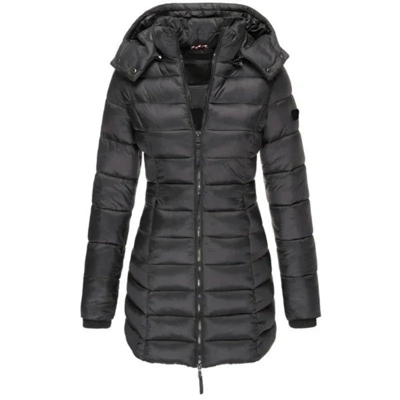 Jaqueta Parka Feminina Puffer Justa ao Corpo