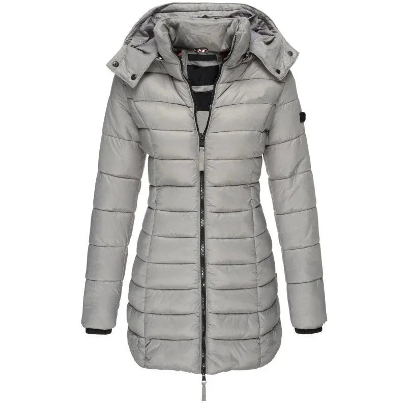 Jaqueta Parka Feminina Puffer Justa ao Corpo