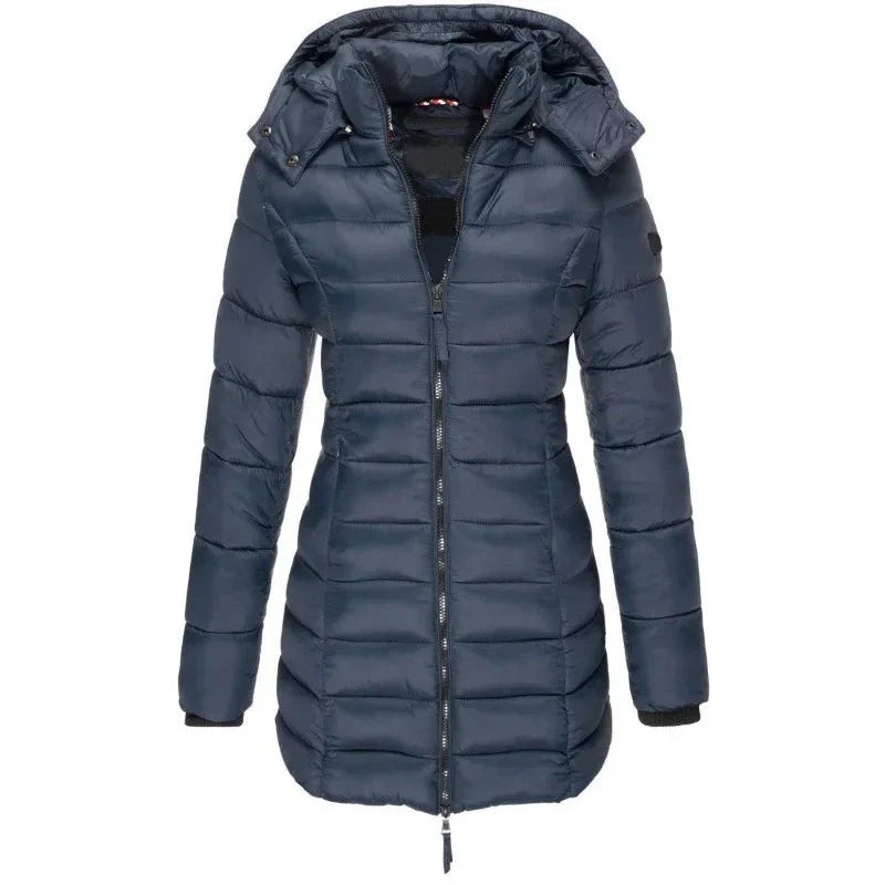 Jaqueta Parka Feminina Puffer Justa ao Corpo