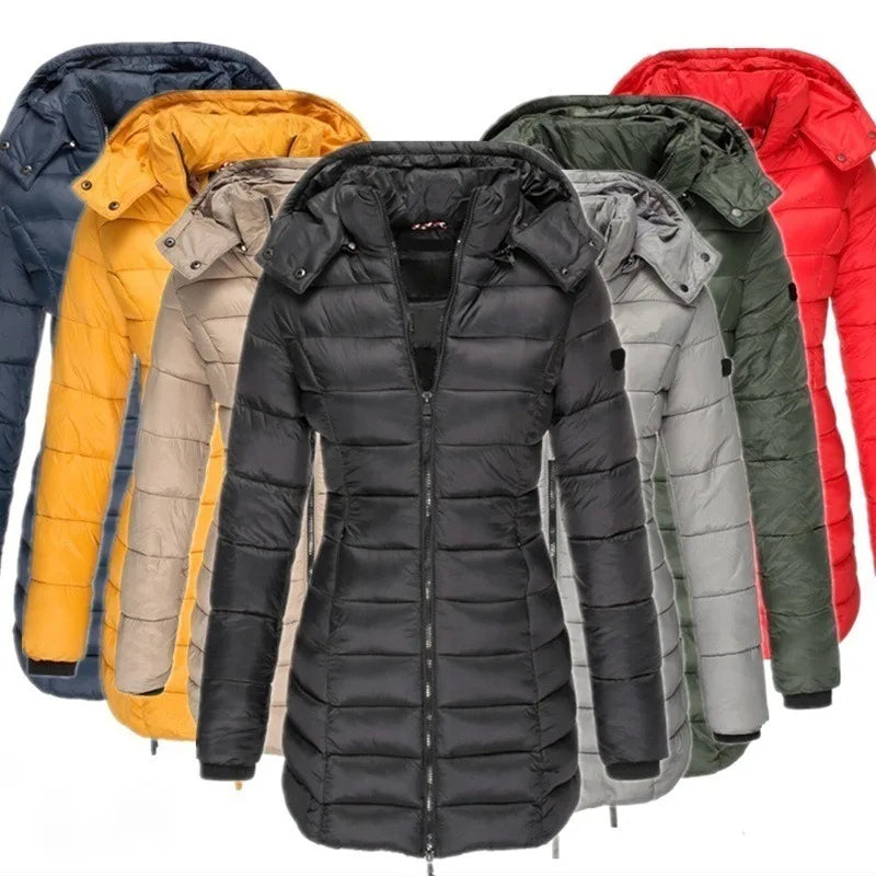 Jaqueta Parka Feminina Puffer Justa ao Corpo