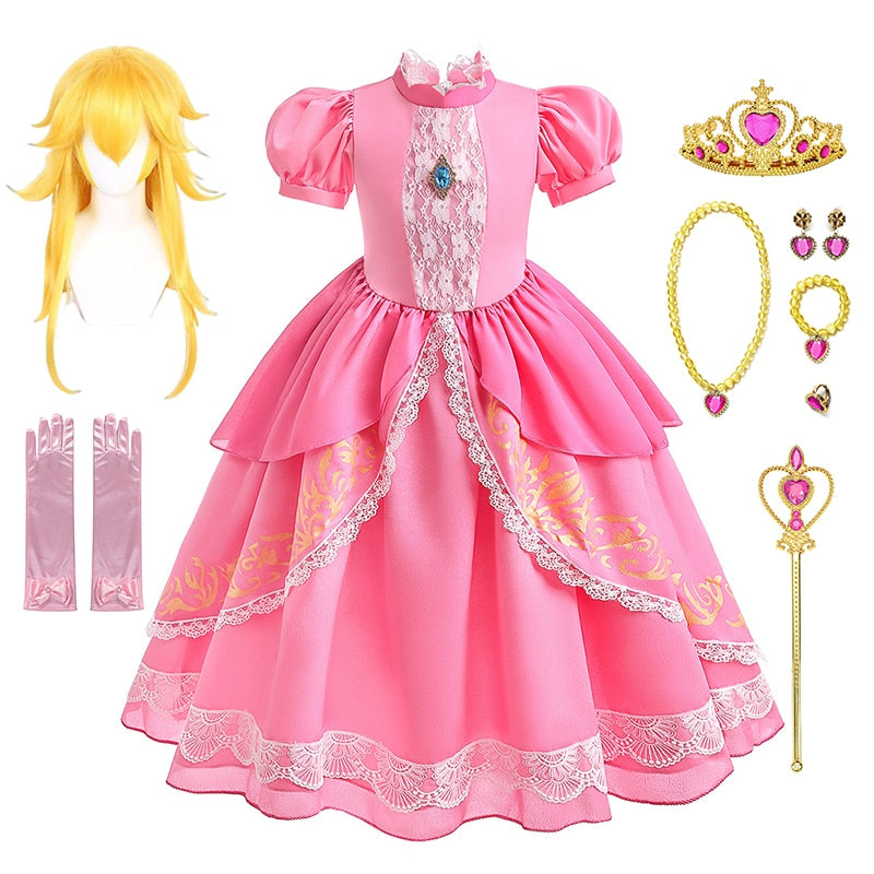 Vestido Princesa Peach Luxo - Mario Bros