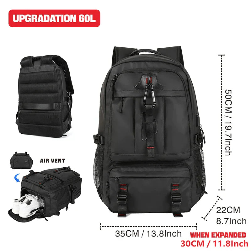 Mochila de Viagem Militar Expansível USB - Capacidade 17.3