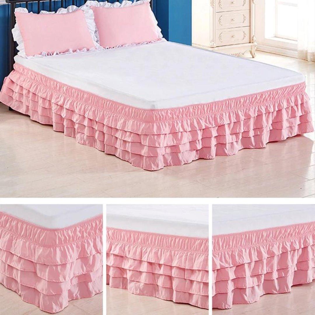 Saia de Cama com Babados e Elástico - Toque Elegante para seu Quarto - Casa Saintelle