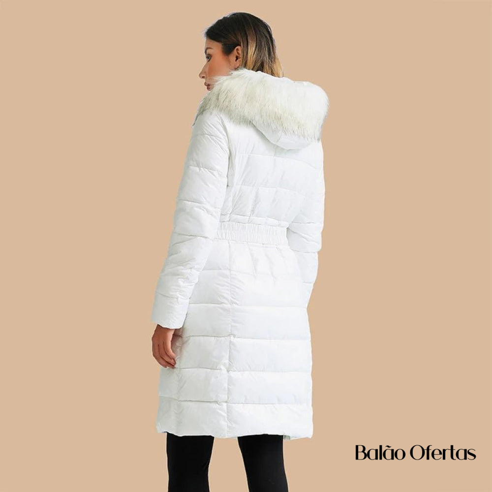 Casaco Feminino Sobretudo Puffer Brilhante