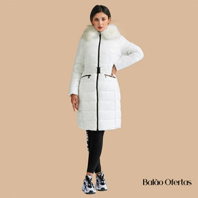 Casaco Feminino Sobretudo Puffer Brilhante