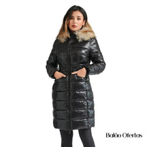 Casaco Feminino Sobretudo Puffer Brilhante