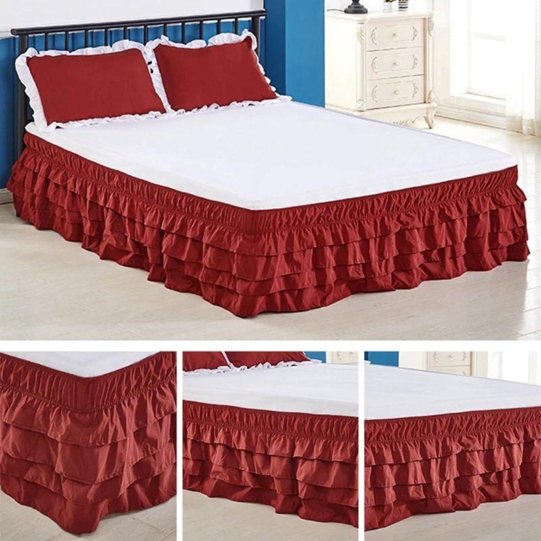 Saia de Cama com Babados e Elástico - Toque Elegante para seu Quarto - Casa Saintelle