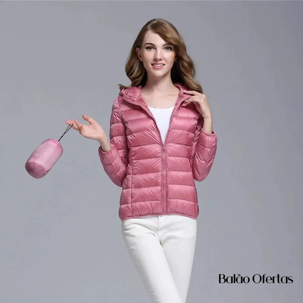 Jaqueta Puffer Feminina Básica com Capuz Annabele