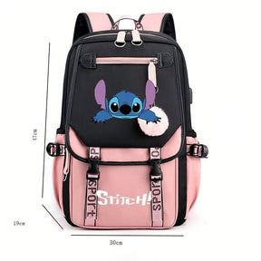 Mochila Escolar Stitch com porta USB